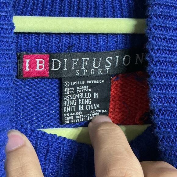IB Diffusion Sport Blue Sequin Knit Vintage Sweater Sz M - Picture 6 of 13
